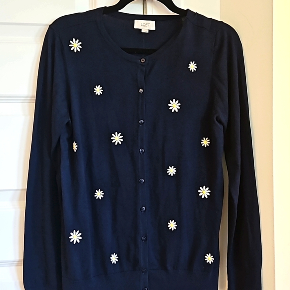 LOFT WOMENS CARDIGAN LIGHTWEIGHT LONG SLEEVE SIZE MEDIUM